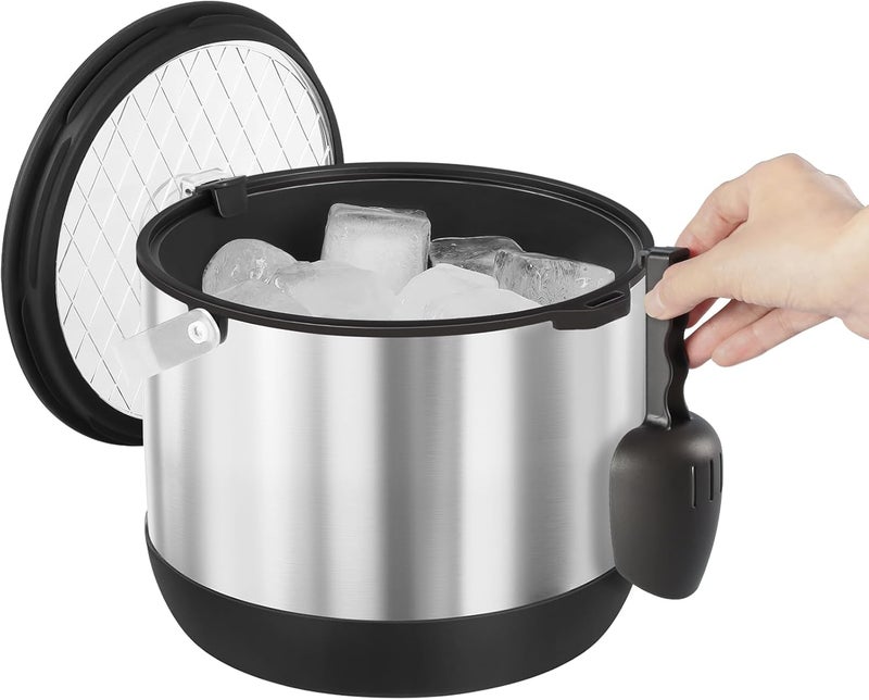 Five Home 5QT/4.8L Insulated Ice Bucket for Parties, Large Capacity Double-Wall Beverage Bucket with Scoop & Lid for Champagne, Wine, Cocktail (Black) - Image 4